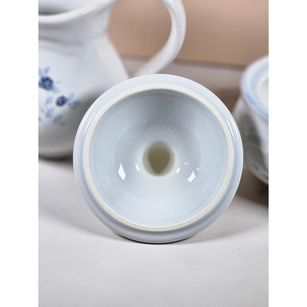 Vintage Pfaltzgraff Blue Rose Creamer and Sugar Bowl Stoneware Set