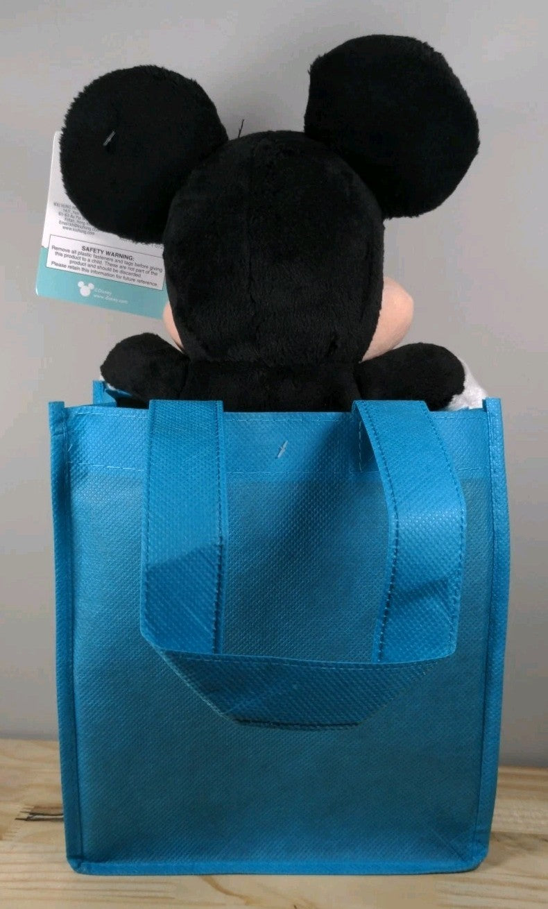Disney Mickey Mouse Plush in Blue Tote Bag 12" Disney Collectible