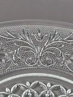 Set Of 4 Anchor Hocking Sandwich Glass Salad Plates Clear Vintage Floral Design