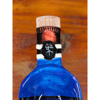 Blue Ceramic Wine Bottle Shaped Serving Dish with Chardonnay Scene NAPA VALLEY