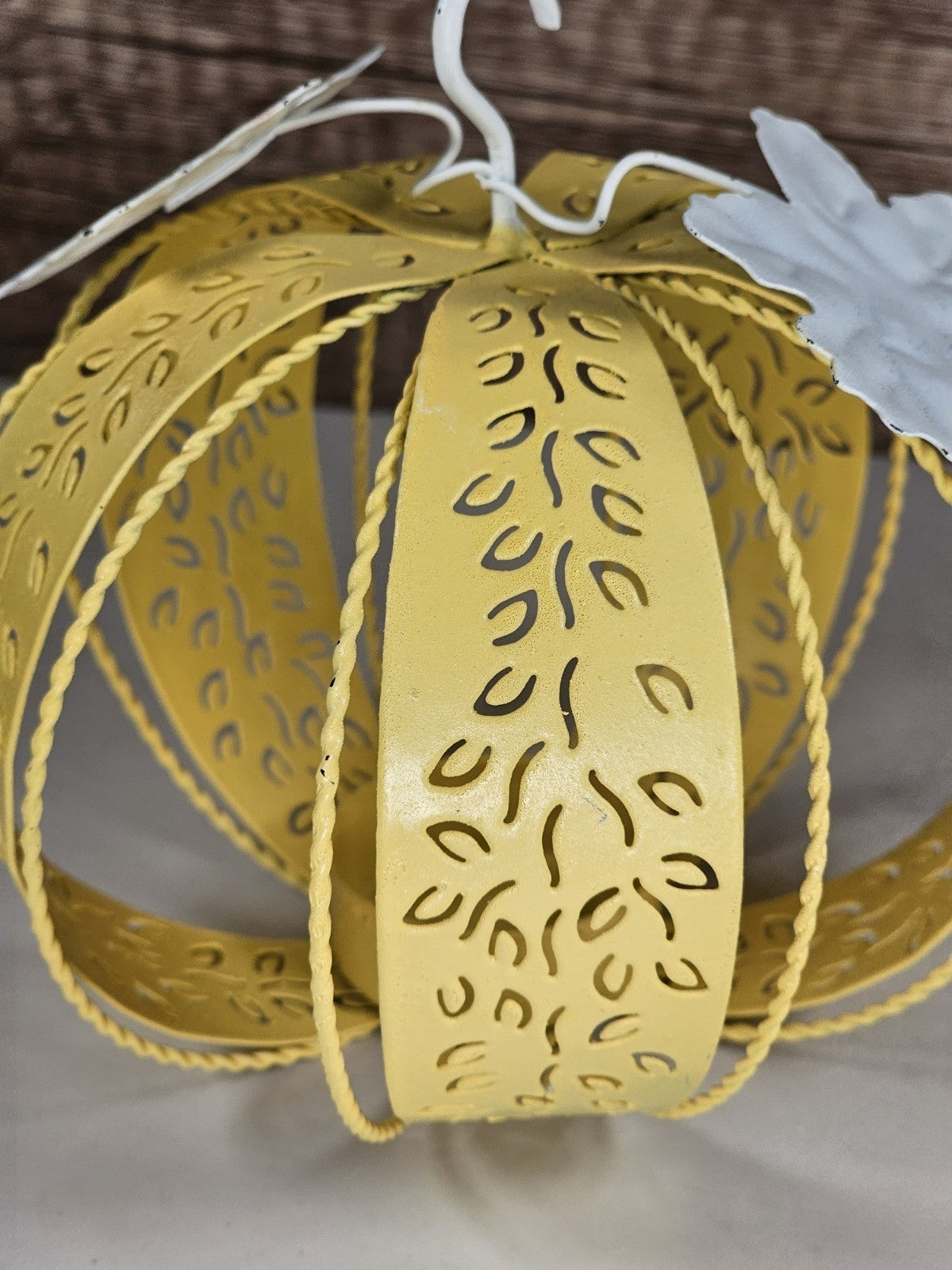 Yellow Metal Pumpkin Candle Holder Lantern Fall Decor Halloween Thanksgiving 4.5