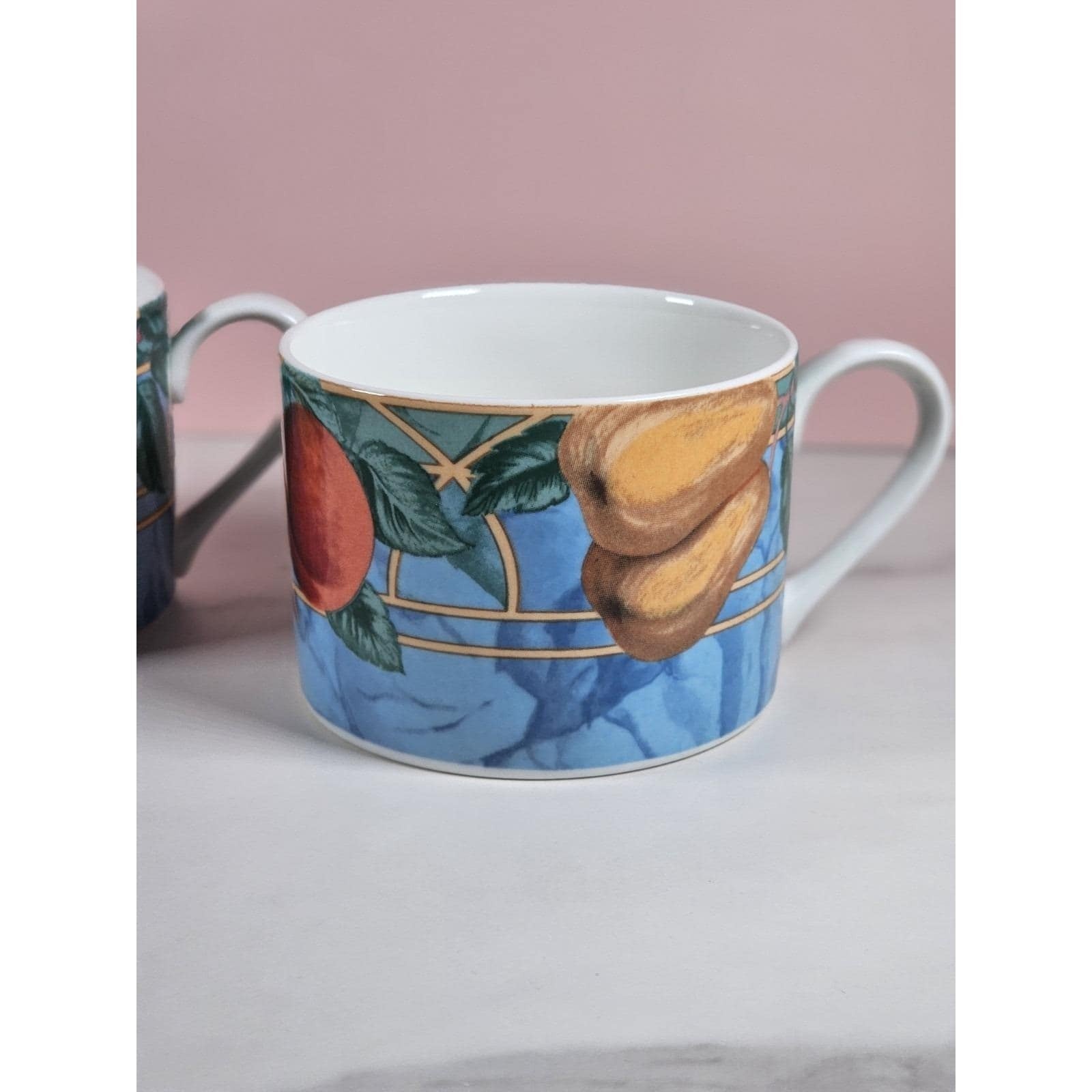 90s Vintage Set of 2 Victoria Beale Forbidden Fruit Coffee Mugs