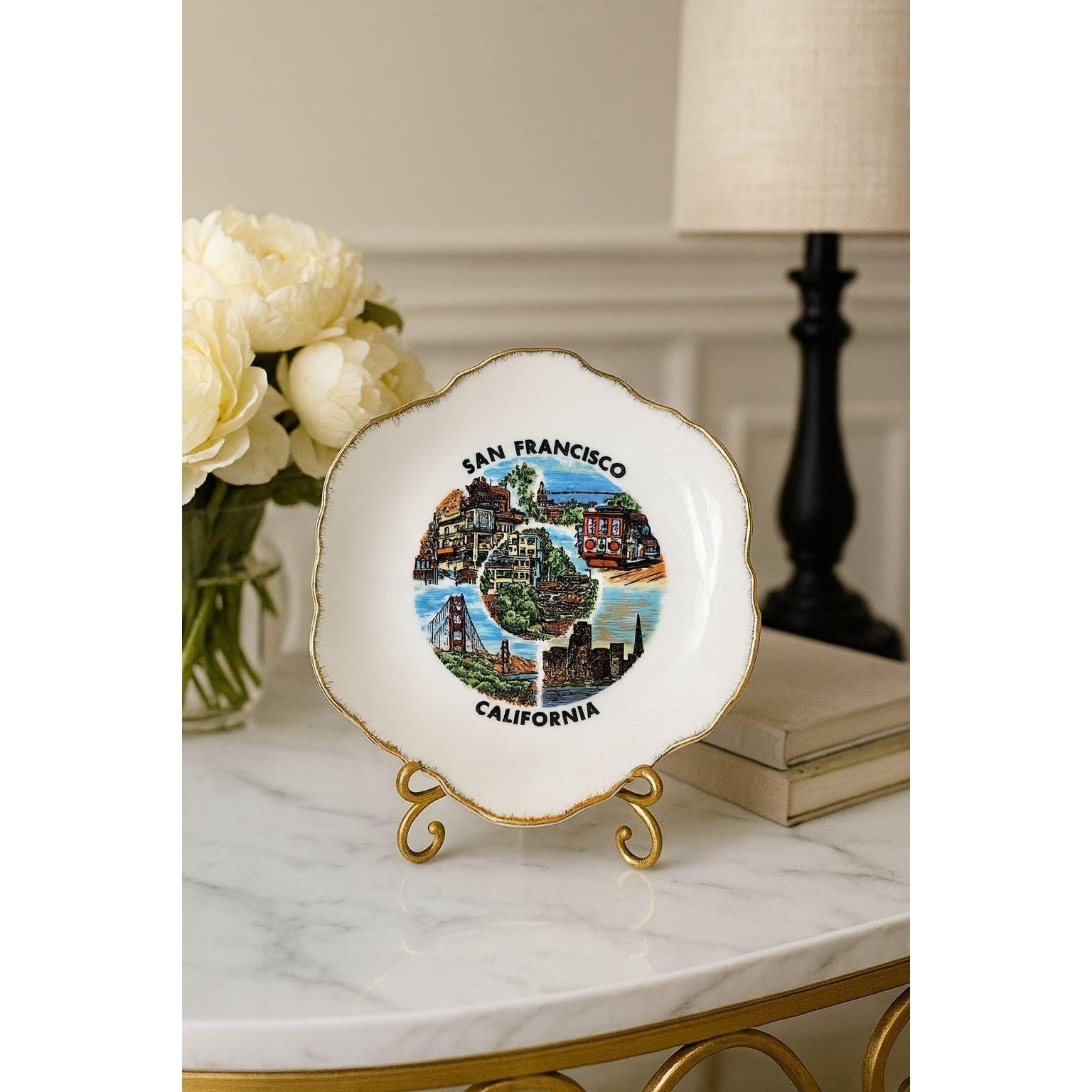 Vintage San Francisco Souvenir Plate Gold Trim Scalloped 5.5"