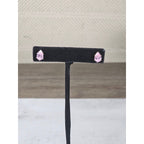 Vintage Pink Teardrop Stud Earrings Silver Tone Used