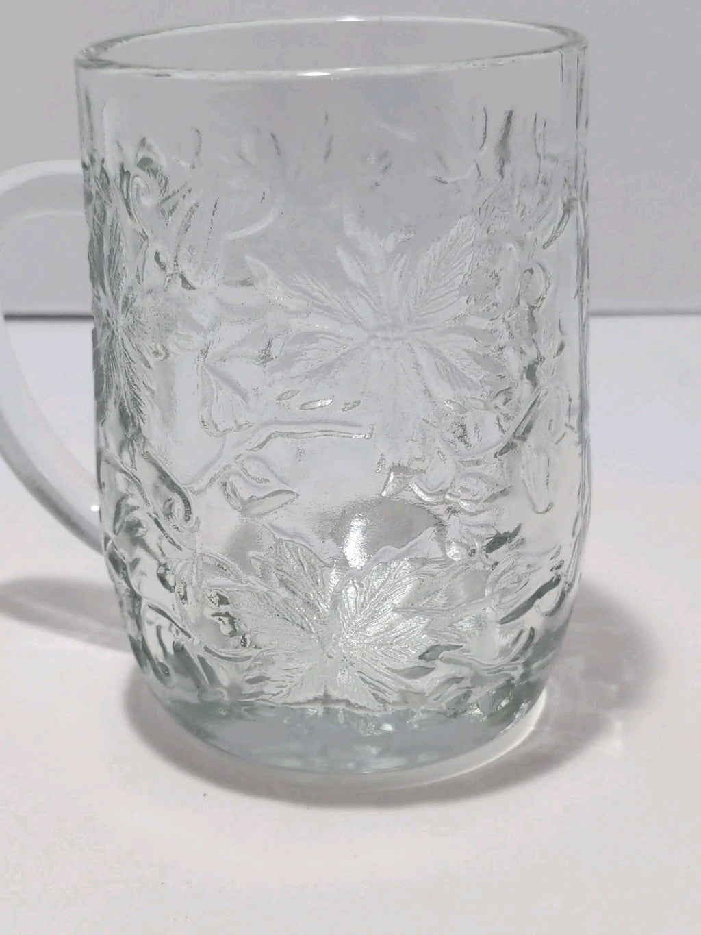 Set of 3 Princess House Fantasia Clear Glass Poinsettia Design Coffee Mug Cup