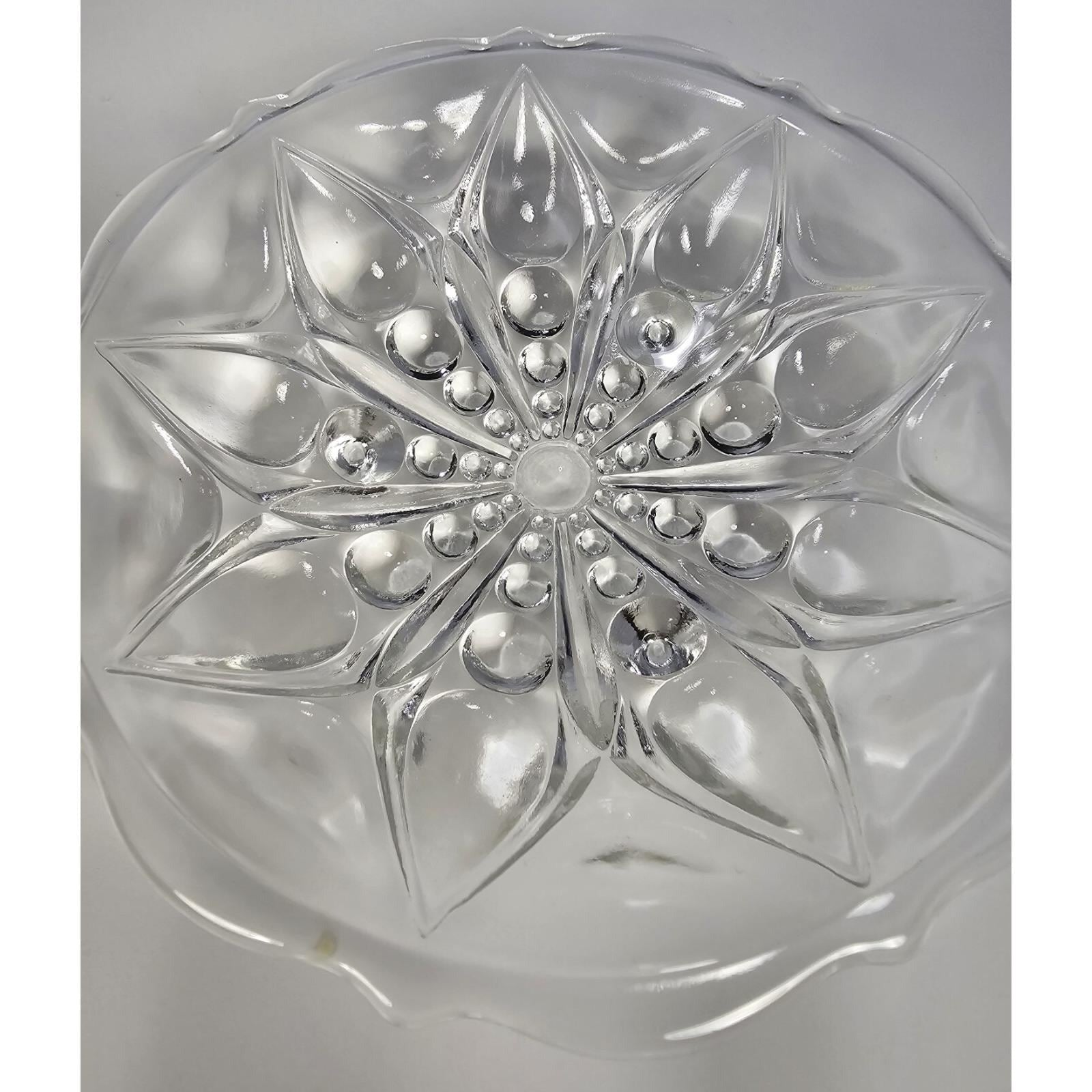 Anchor Hocking Footed Bowl Set Teardrop Dot 1960s Glass