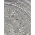 Vintage Pressed Glass Floral Cake Stand Round Serving Tray 13 Inch