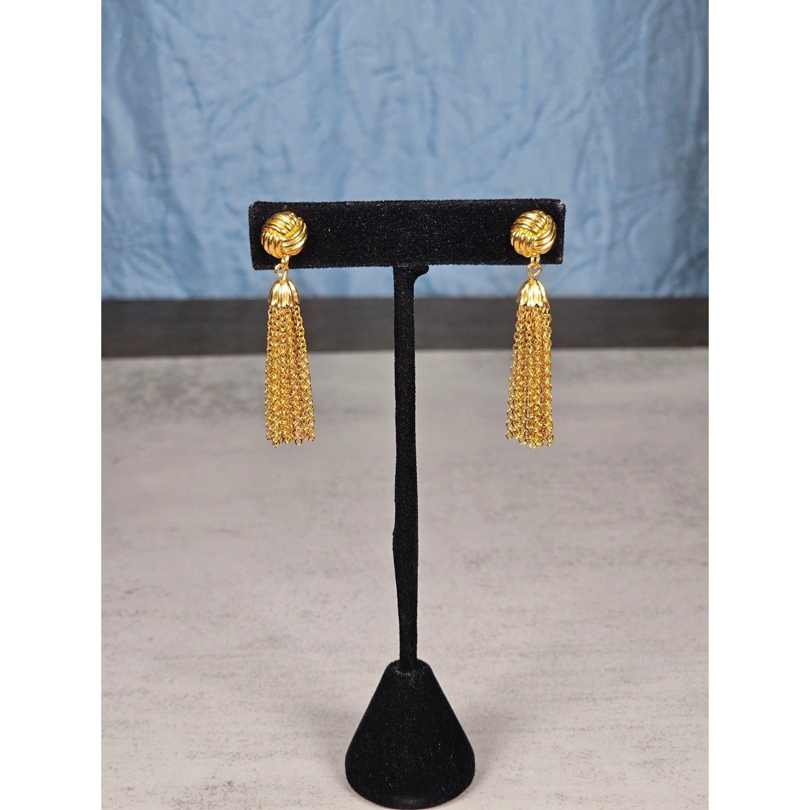 Vintage Gold Tone Tassel Drop Earrings