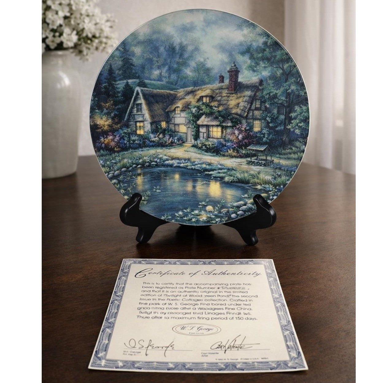 Carl Valente Twilight at Woodgreen Pond Plate W S George Cottage
