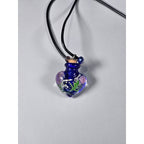 Vintage Glass Heart Vial Necklace Blue Hand Blown Art Glass Pendant