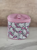 Hello Kitty Pink Cosmetic Case – Sanrio Travel Makeup Bag with Zipper & Charm