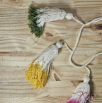 Yarn Tassel Garland Yellow Pink Green 32"