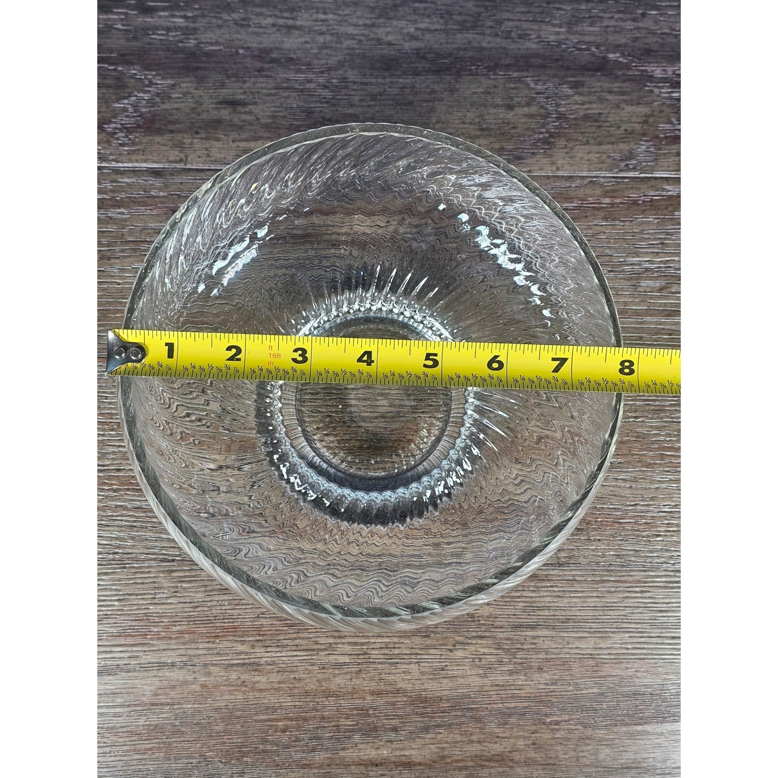 Vintage Ribbed Glass Pedestal Bowl | Heavy Clear Glass Compote | 8 Inch