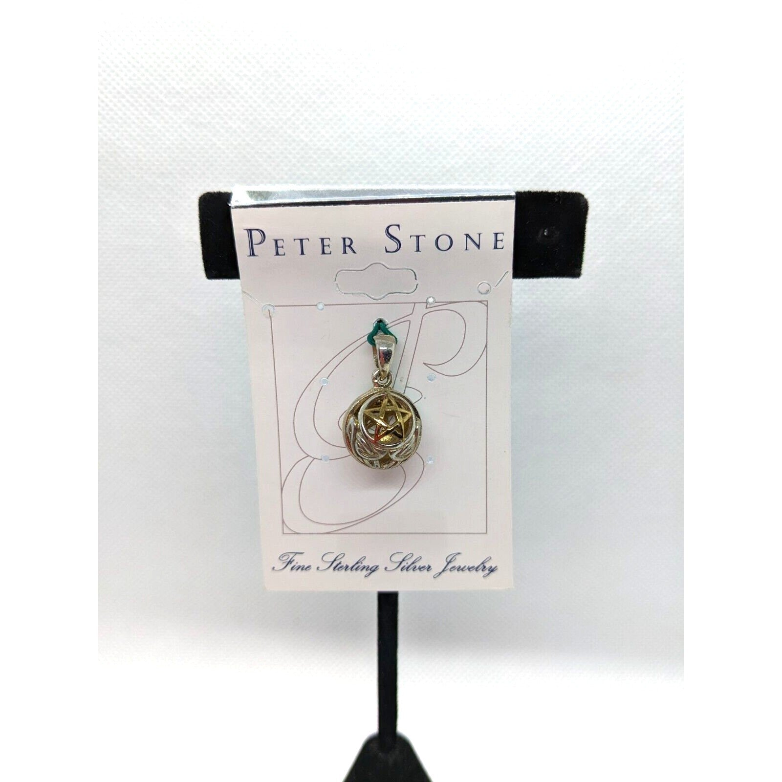 925 Sterling Silver Hollow Ball 3D Pentacle Pendant Peter Stone Jewelry