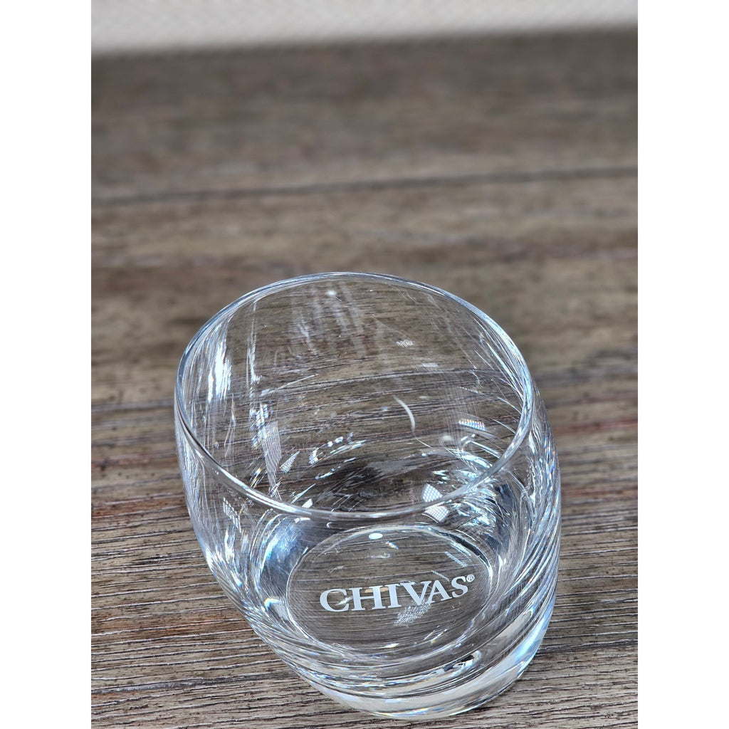 Set of 2 Chivas Etched Rocks Glasses 3.5 x 3 Inch Whisky Tumblers