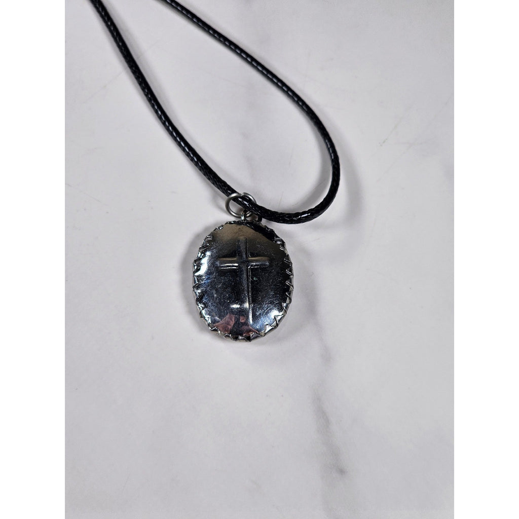 Vintage Madonna Pendant Necklace Lightweight Silver Tone Religious
