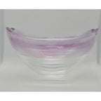 Vintage Ribbed Glass Bowl Purple Satin Edge Serving Dish