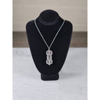 Vintage Mixed Metal Script Pendant Necklace Silver Tone Spiritual Charm