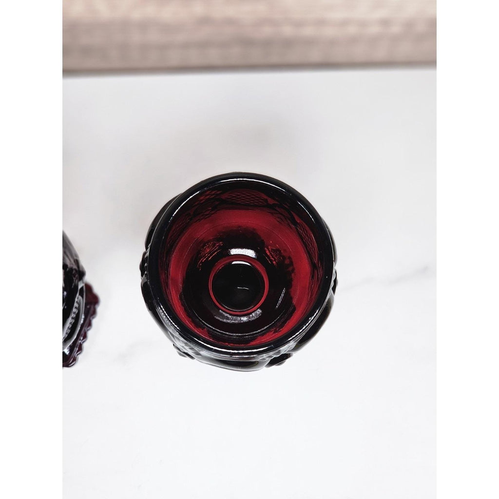 Vintage Avon Cape Cod Ruby Red Wine Goblets Set of 2 1970s Glassware
