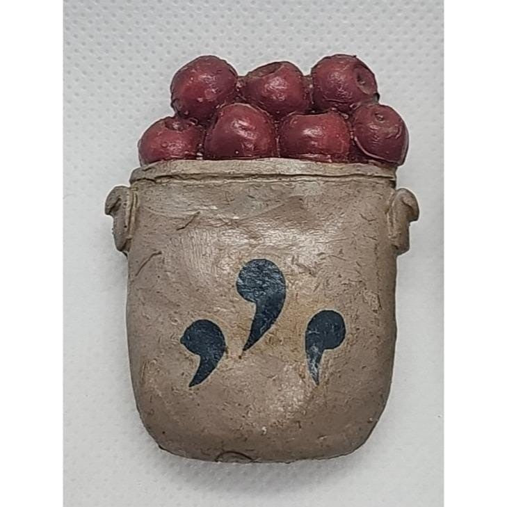 Vintage Resin Magnet Set Man Woman Heart Apple Sack Fridge Magnets