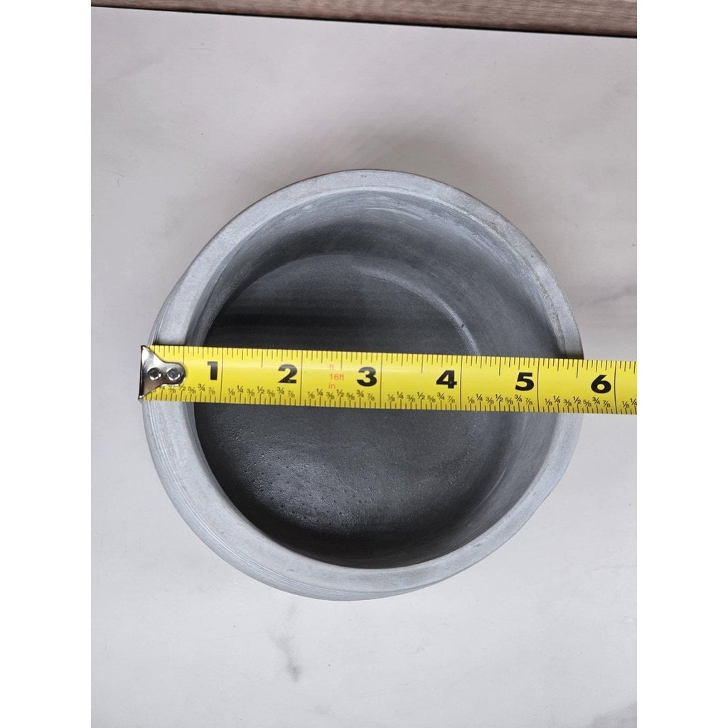 Minimalist Cement Planter with Ribbed Texture Modern Gray Pot