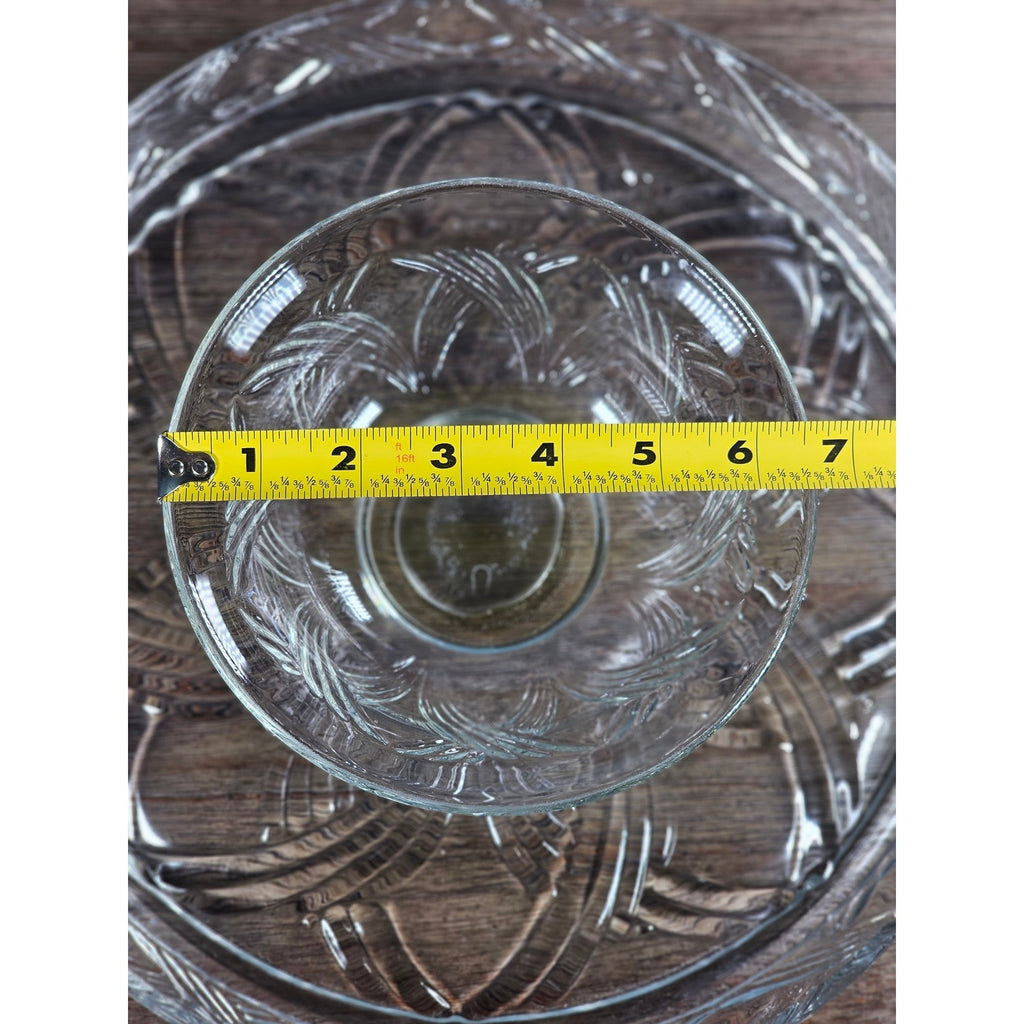 Vintage Pressed Glass Reversible Food Display Stand with Dip Bowl 11"