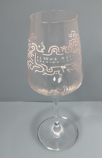Flying Machine Brewing Company Wine Glass With Abstract Design
