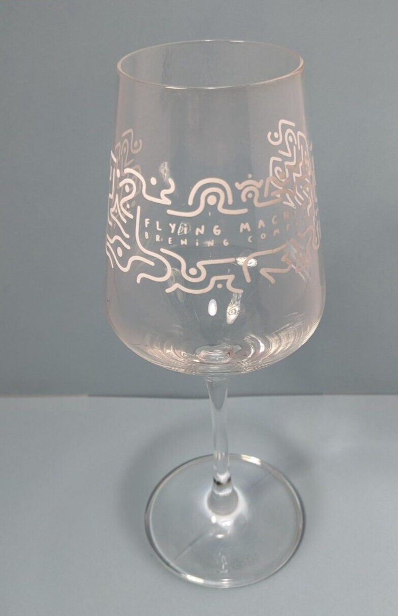 Flying Machine Brewing Company Wine Glass With Abstract Design