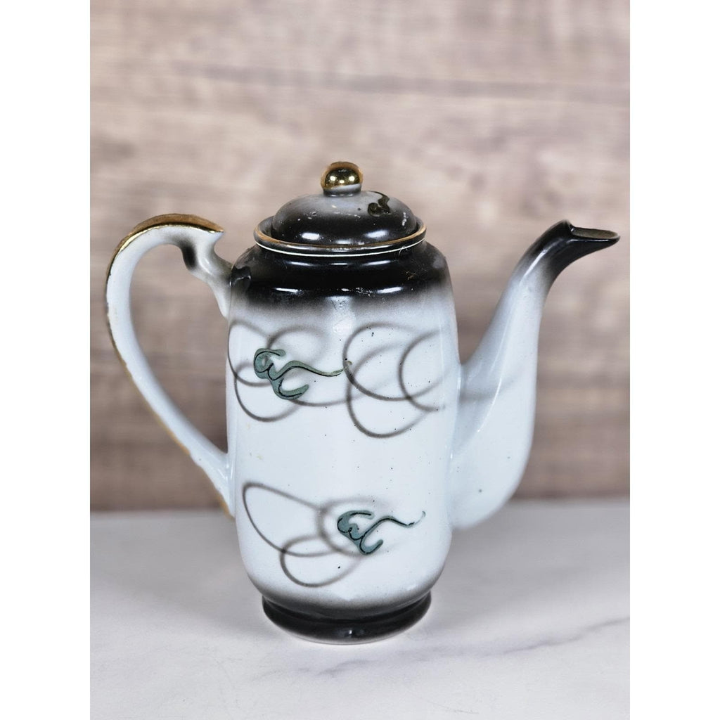 Vintage Japanese Dragon Ware Moriage Tea Coffee Pot Kutani Style Gold Accents