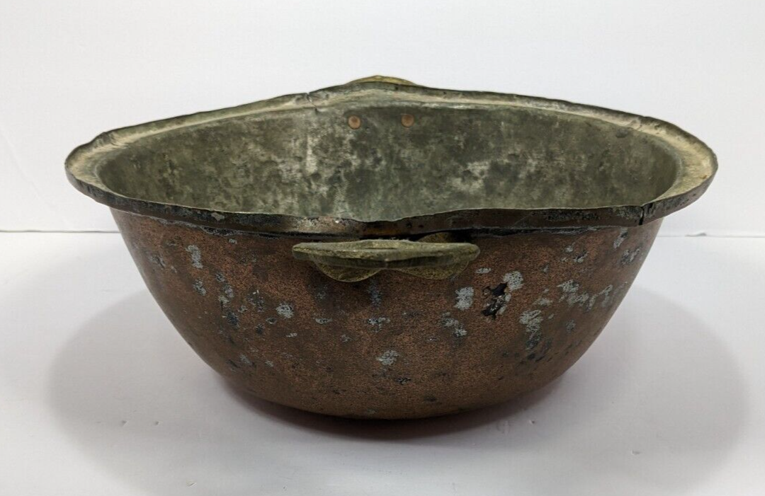 Vintage Copper Plated Pot With Cast Brass Handles