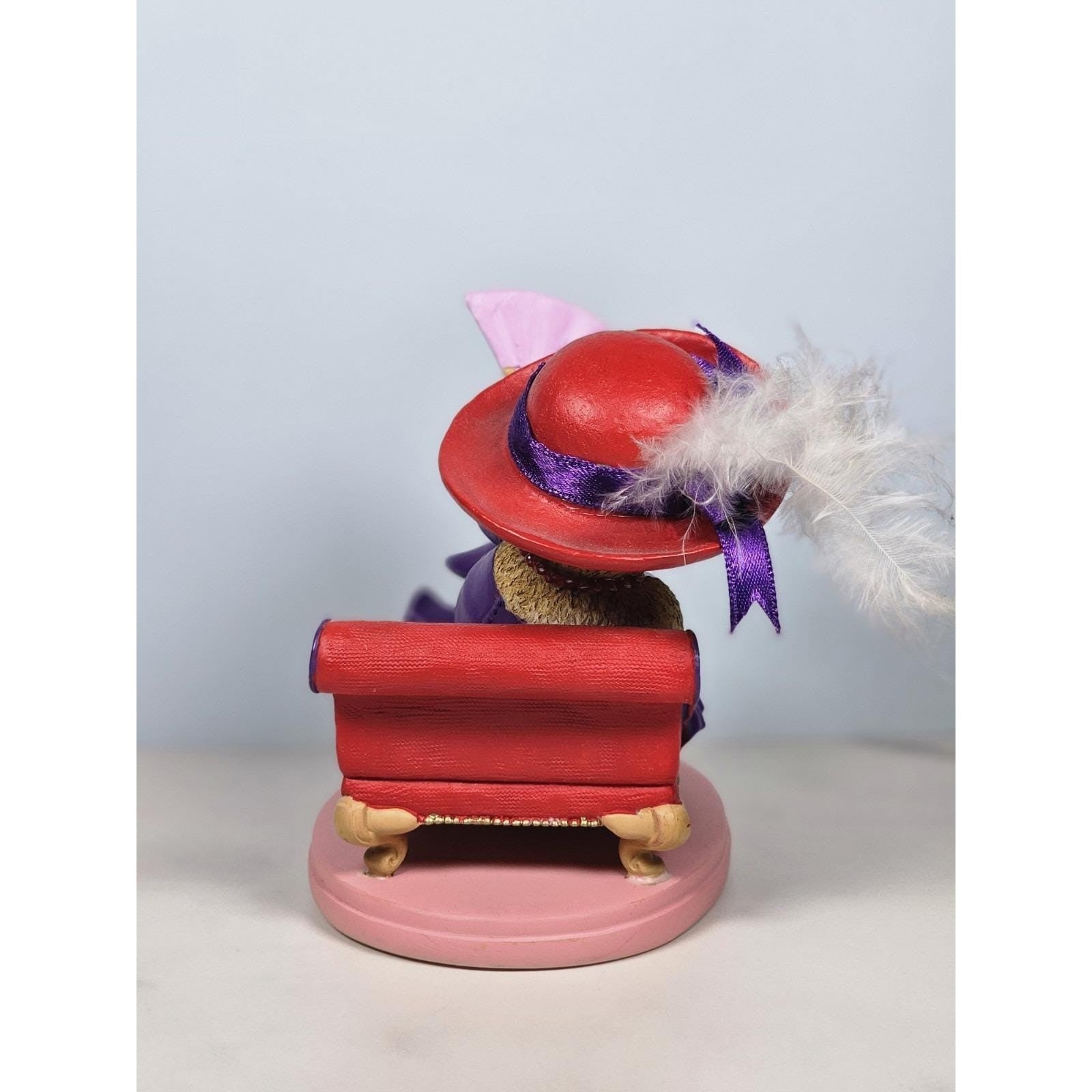 Hamilton Collection Happy Hatters Bear Figurine on Chaise Lounge 4"