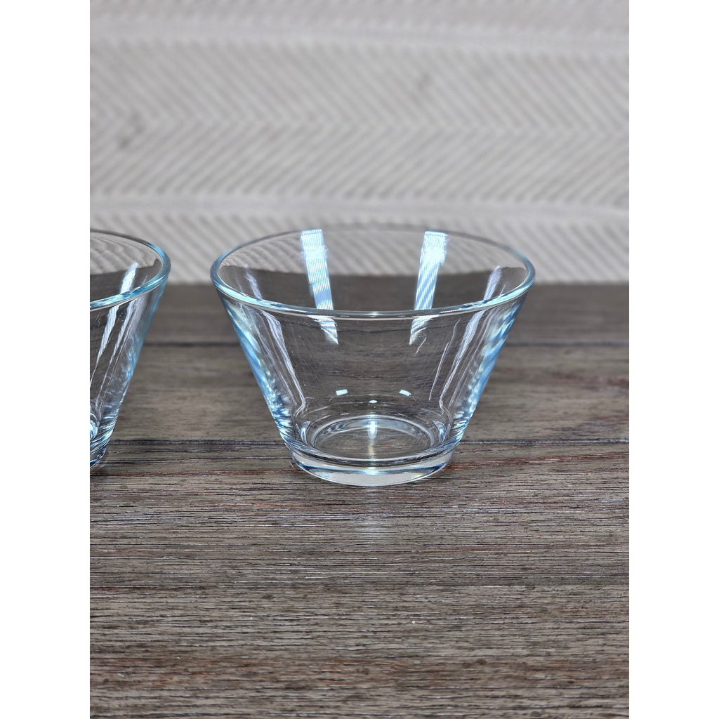 Set of 2 Clear Glass Dessert Bowls | Small Vintage Style Serving Cups 3x4