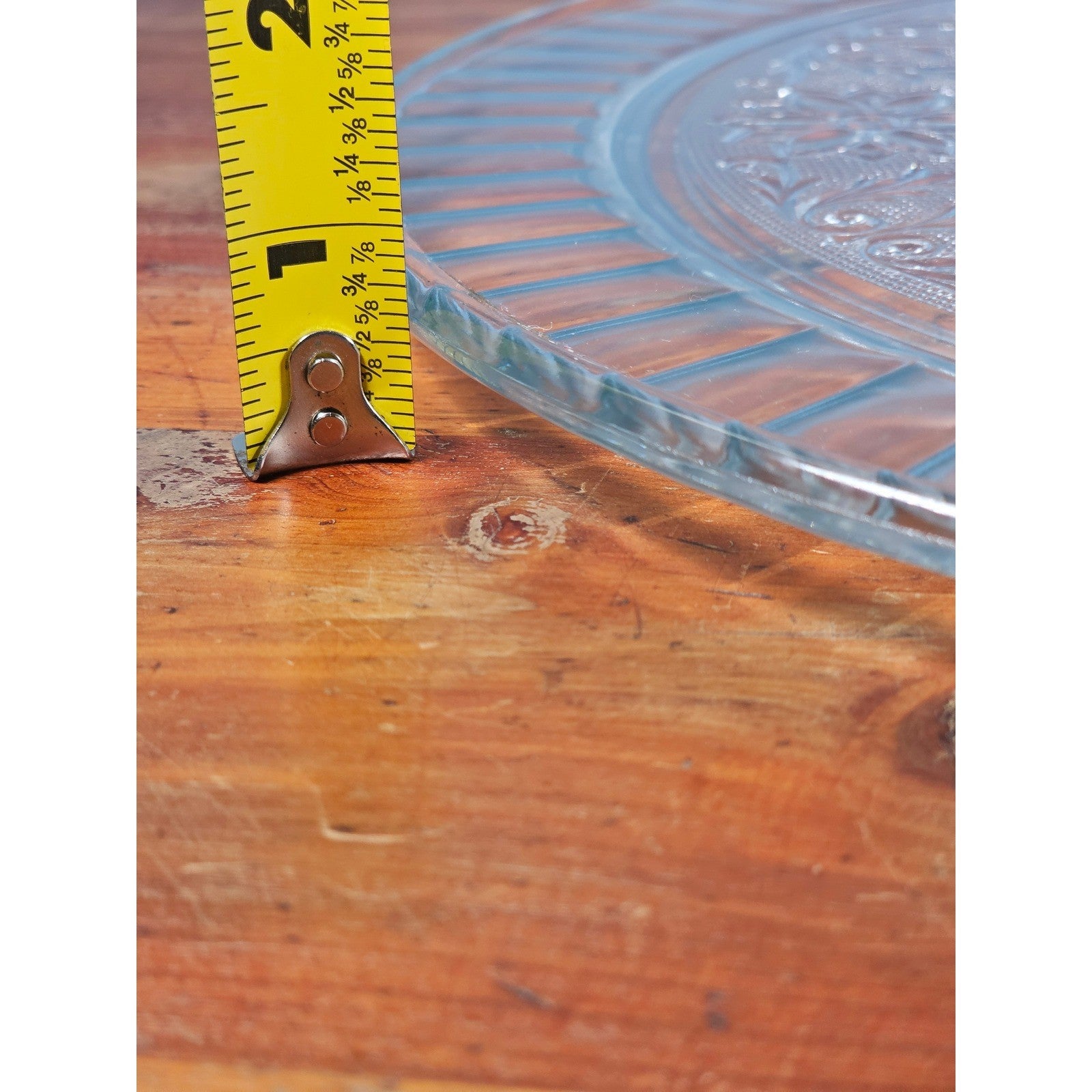 Vintage Pressed Glass Floral Cake Plate | 13" Clear Glass Serving Platter