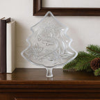 Vintage Soga Japan Frosted Glass Christmas Tree Serving Plate 8x6.5