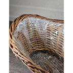 Vintage Wicker Basket with Plastic Liner – Rustic Storage Planter Basket