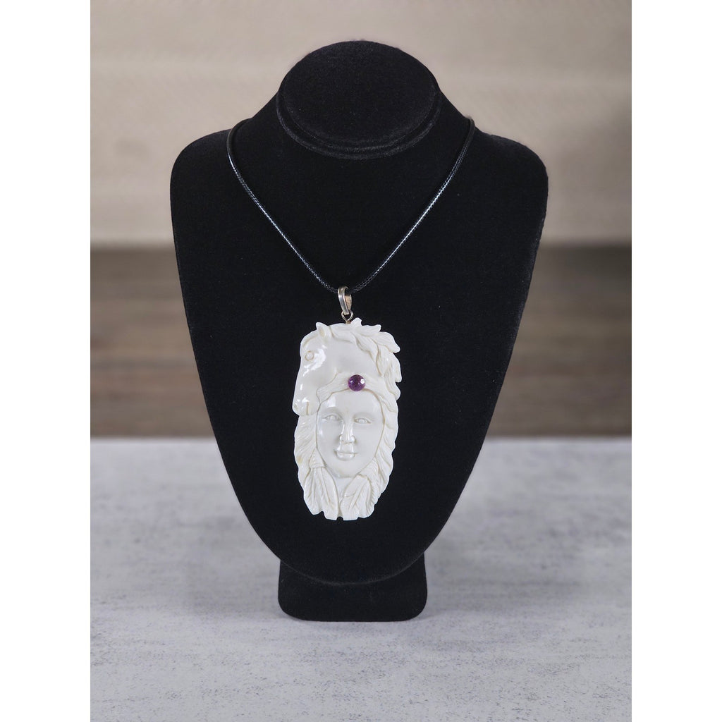 Vintage Carved Native American Horse Headdress Pendant