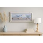 Signed Coastal Shorebirds Artwork With Lighthouse Framed Nautical Wall Art