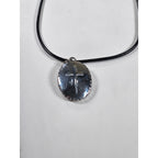 Vintage Madonna Pendant Necklace Blue Enamel Oval Cross Back