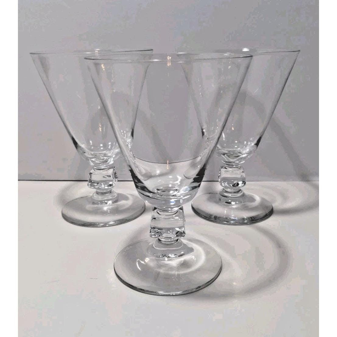 Vintage Crystal Cordial Glasses Set of 3 Cube Stem Barware