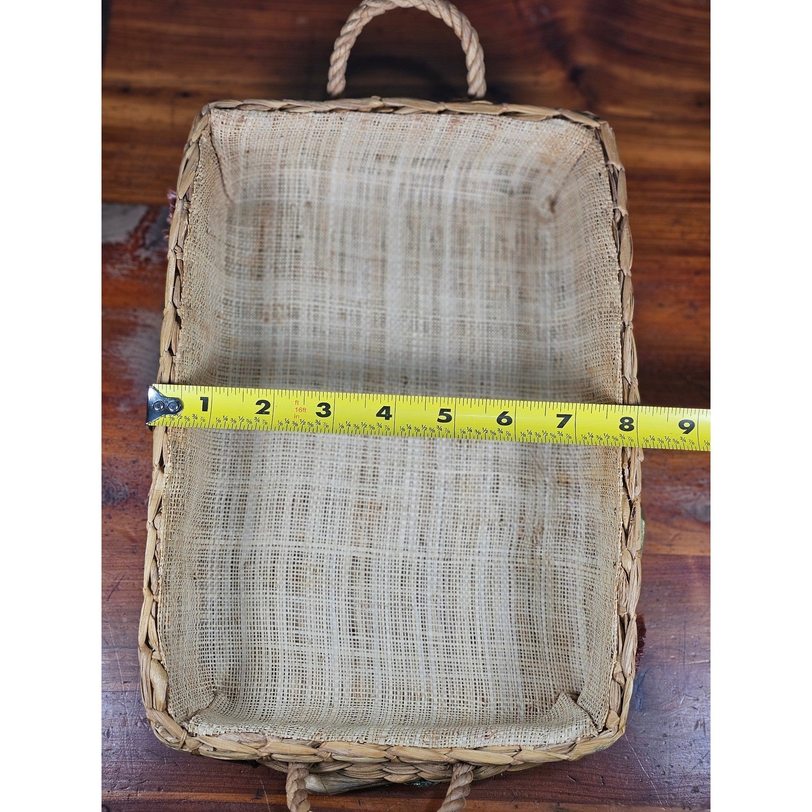 Vintage Woven Vegetable Basket Tray Farmhouse Kitchen Decor Rectangular