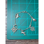 Vintage Silver Charm Bracelet Dolphin Clover Nautical Theme