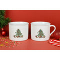Vintage Tienshan Christmas Tree Mugs Set of 2 Porcelain Holiday Cups