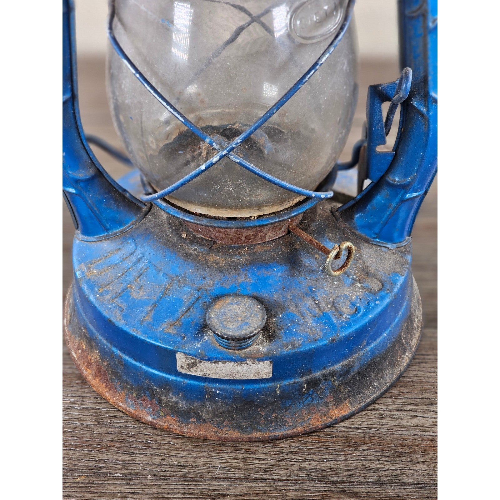 Vintage Dietz Air Pilot Lantern Blue Kerosene Oil Lamp 13.5" Tall