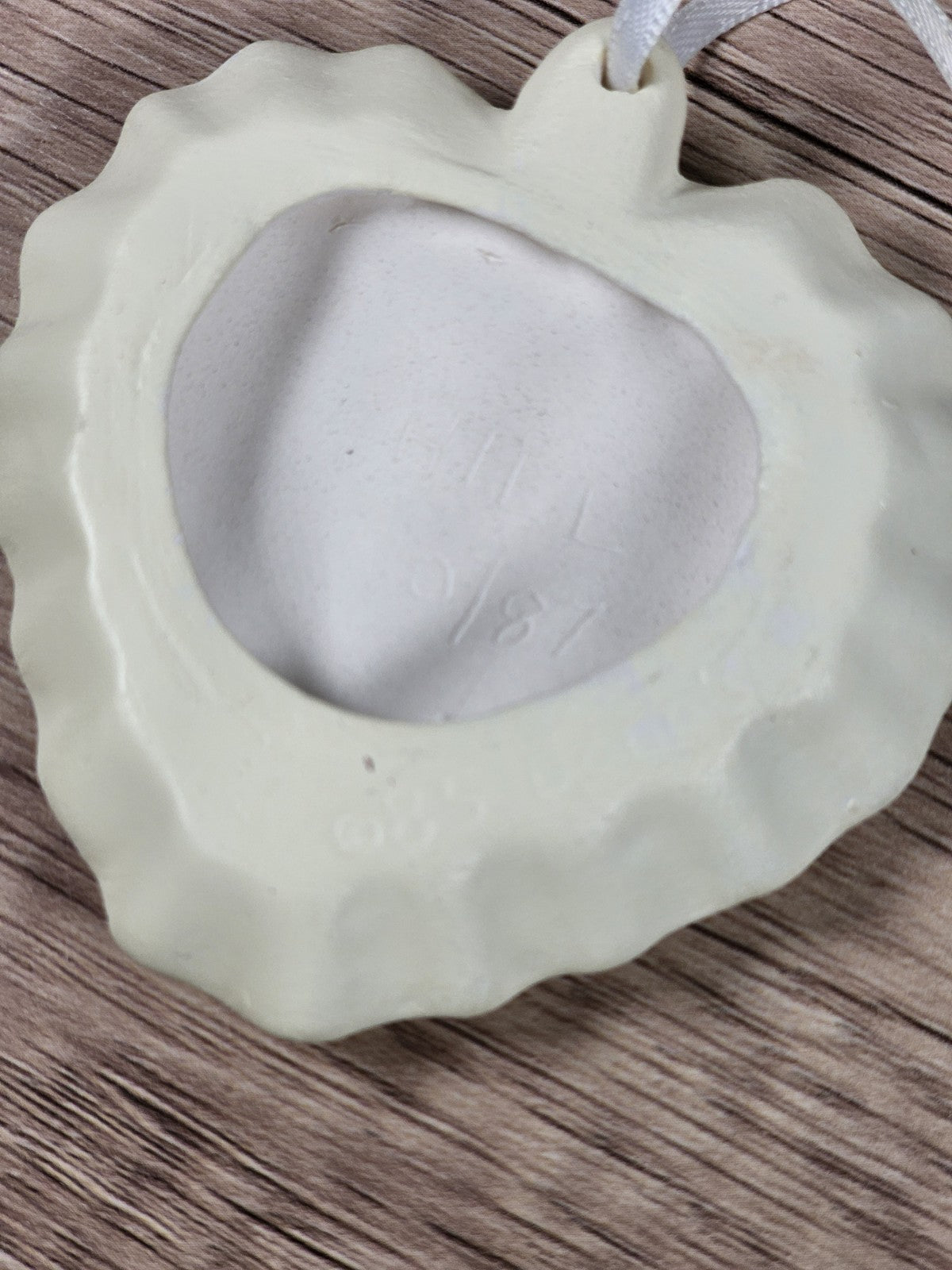 Vintage 1987 Heart-Shaped Ceramic Ornament 3" Pink & White Floral Design