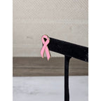 Vintage Pink Ribbon Enamel Pin Gold Tone 1 Inch Awareness Brooch