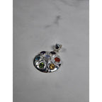 Vintage Sterling Silver Multistone Pendant .925 Artisan Style No Chain