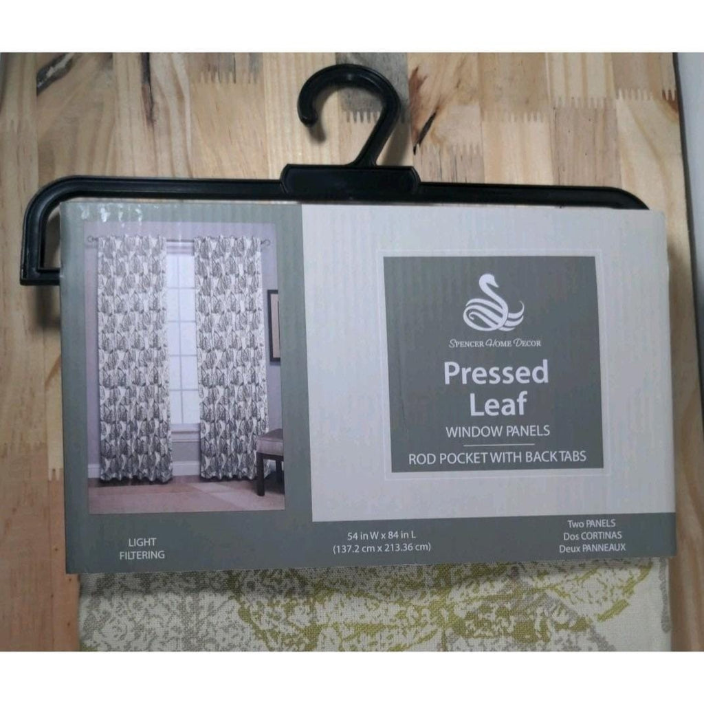 Spencer Home Decor Curtain Panels 54x84 Cotton Leaf Pattern Set