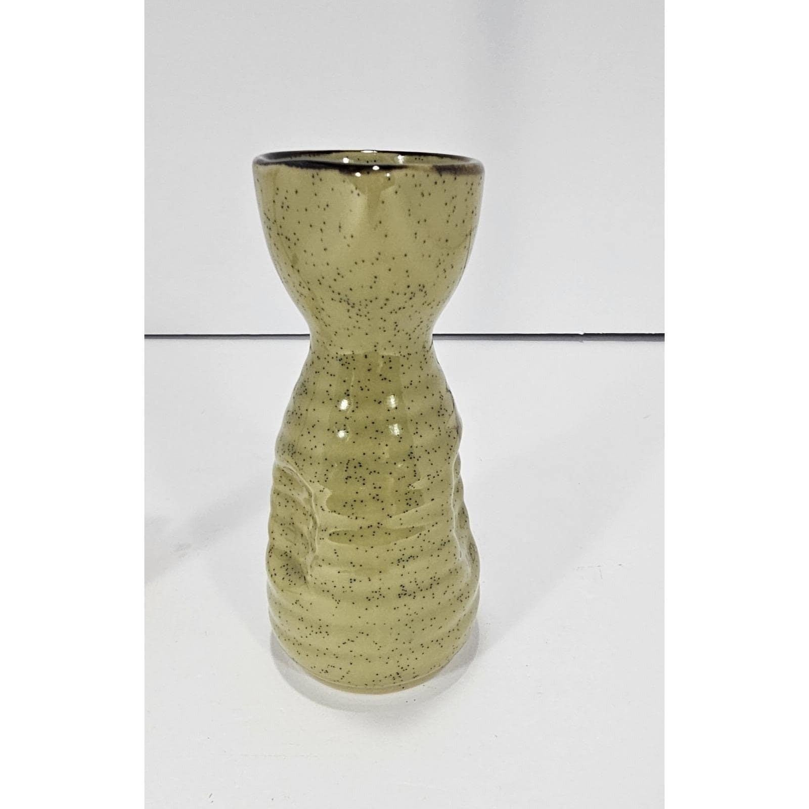 Handcrafted Stoneware Sake Pitcher Bamboo Motif Ceramic
