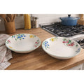 Vintage Majesticware Geranium Floral Bowls Set of 2 Sue Zipkin 8 Inch