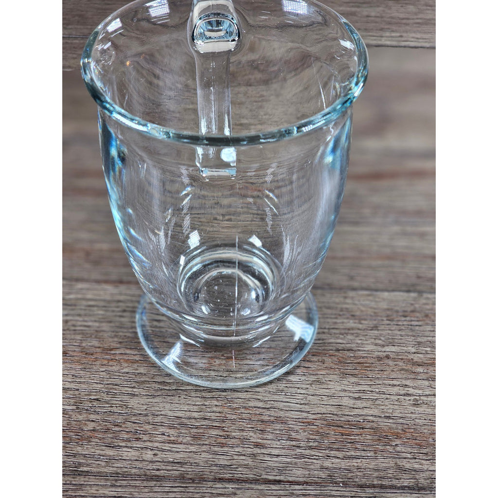 Vintage Clear Glass Pedestal Mug with Handle | Footed Coffee Cup